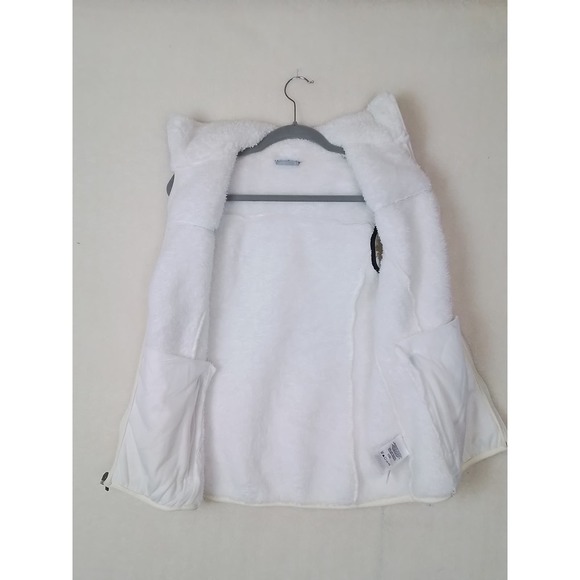 Columbia Womens Vest Sz M Full Zip Sherpa Fleece Lined White Black Color block - Picture 3 of 11